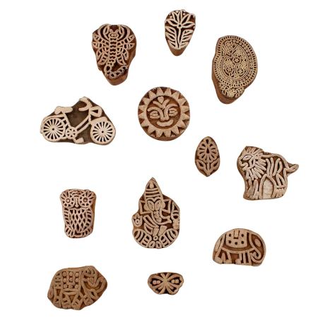 Set of 12 Piece New Mix Wooden Printing Blocks